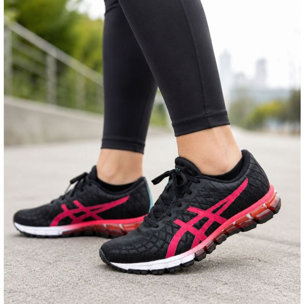 ASICS Gel Quantum 180 Black Pink Running Shoes Women 10.5 1022A098